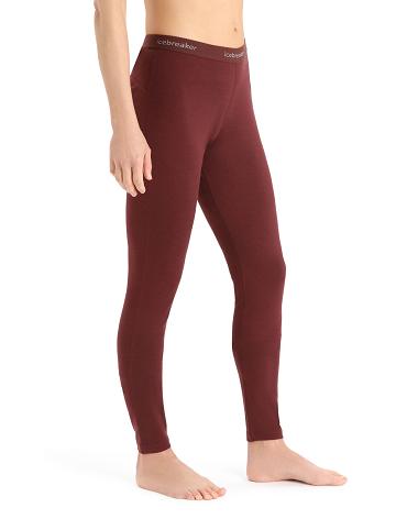 Legginsy Icebreaker Merino 200 Oasis Thermal Damskie Czerwone | PL 1399XYUF